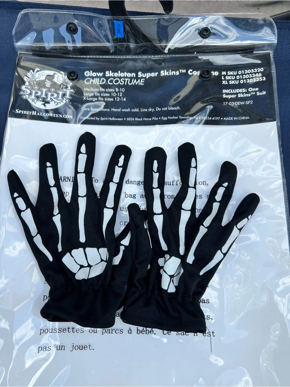 Spirit Halloween Glow Skeleton SuperSkin Costume - Black, White, Green Child XL - Picture 6 of 9